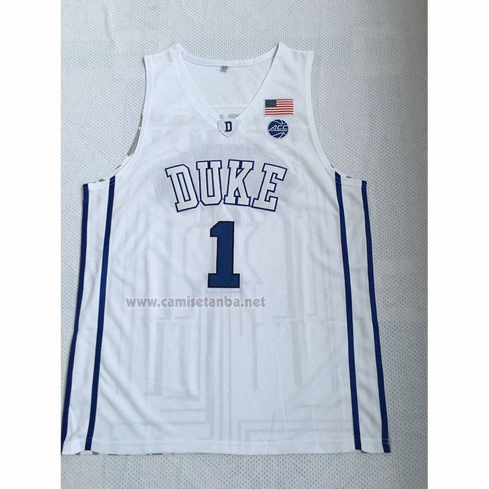 Camiseta NCAA Duke Blue Devils Zion Williamson Blanco